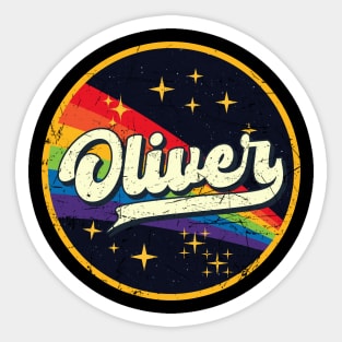 Oliver // Rainbow In Space Vintage Grunge-Style Sticker